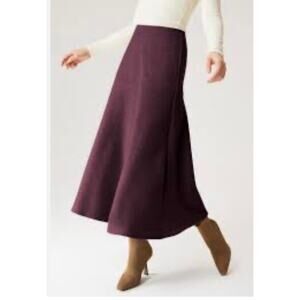 Brand New OGL Women's Size XS cran/Purple Wool Like Flared Midi Length Skirt